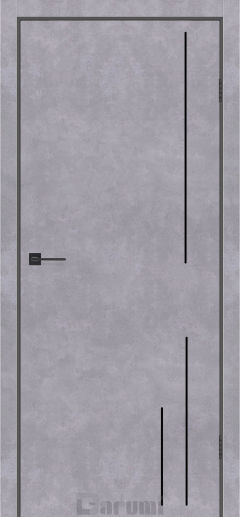 Міжкімнатні двері Darumi Plato Line PTL-05 (40 мм) Сірий бетон глухе з  чорним молдінгом та чорним торцем