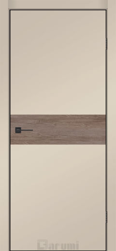 Міжкімнатні двері Darumi MODERN-03 (40 мм) Сріблястий тауп глухе з  чорним молдінгом та чорним торцем + фрезерування