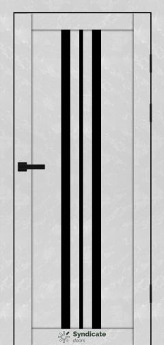 Міжкімнатні двері Syndicate Doors (40 мм)  PVC SD-107 Бетон білий Чорне