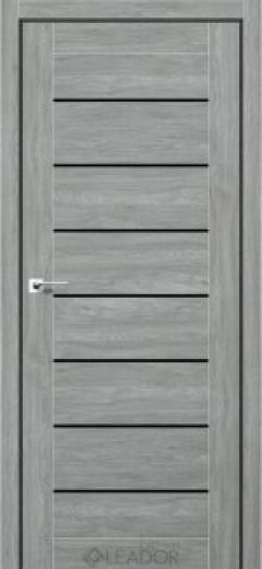 Межкомнатная дверь LEADOR Express WISTERIA (38 мм) Артвуд Сільвер (NanoFlex) Чорне скло
