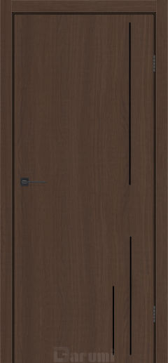 Міжкімнатні двері Darumi Plato Line PTL-05 (40 мм) Дуб каріні глухе з  чорним молдінгом та чорним торцем