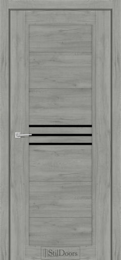 Міжкімнатні Двері StilDoors Ravello (40мм.) Дуб Платина Чорне скло