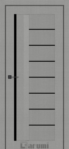 Міжкімнатні двері Darumi Floriana-01 (40 мм) Металевий грей Чорне скло