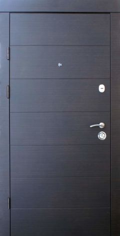 Вхідні двері Qdoors, колекція  Горізонталь, венге темний горизонт/ біла шагрень