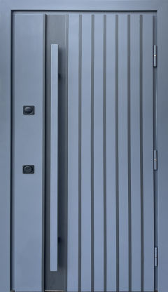 Вхідні двері Qdoors, колекція СТРОНГ, АЙРОН, ВУЛИЦЯ 3 контура з ОЦИНКОВАНИМ металом на полотні,  антрацит пісок/білий атлас vin