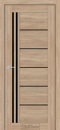 Міжкімнатні Двері StilDoors Vitano (40мм.) Ясен Пісочний Чорне скло
