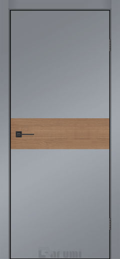 Міжкімнатні двері Darumi MODERN-03 (40 мм) Сріблястий блиск глухе з  чорним молдінгом та чорним торцем + фрезерування