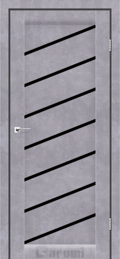 Міжкімнатні двері Darumi Rosalia (40 мм) Сірий бетон Чорне скло