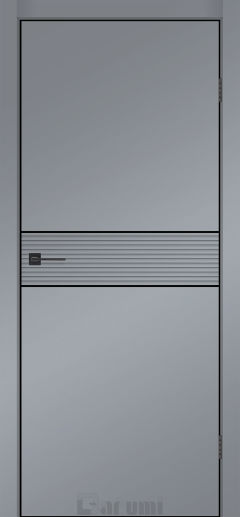 Міжкімнатні двері Darumi MODERN-02 (40 мм) Сріблястий блиск глухе з  чорним молдінгом та чорним торцем + фрезерування