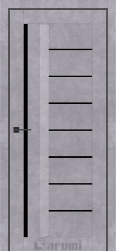 Міжкімнатні двері Darumi Floriana-01 (40 мм) Сірий бетон Чорне скло