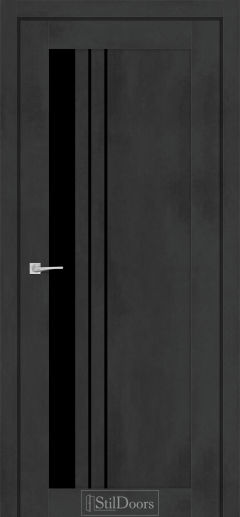 Міжкімнатні Двері StilDoors Bellano (40мм.) Бетон Антрацит Чорне скло