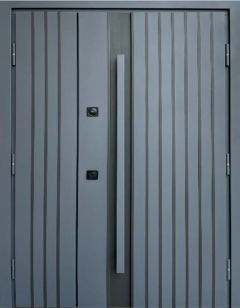 Вхідні двері Qdoors, колекція СТРОНГ, АЙРОН, ВУЛИЦЯ 3 контура з ОЦИНКОВАНИМ металом на полотні,  антрацит пісок/білий атлас vin