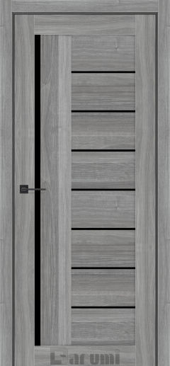 Міжкімнатні двері Darumi Floriana-01 (40 мм) Горіх грей рівер Чорне скло