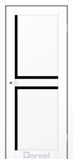 Міжкімнатні двері Darumi Carmen (40мм) Білий матовий Чорне Скло