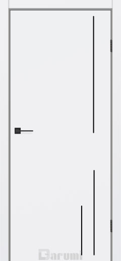 Міжкімнатні двері Darumi Plato Line PTL-05 (40 мм) Білий матовий глухе з  чорним молдінгом та чорним торцем