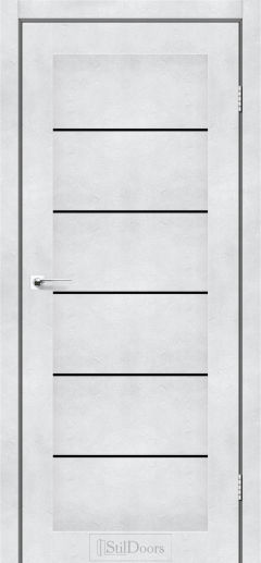 Міжкімнатні Двері StilDoors Victoria (40мм.) Світлий Бетон Чорне скло