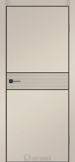 Міжкімнатні двері Darumi MODERN-02 (40 мм) Сріблястий тауп глухе з  чорним молдінгом та чорним торцем + фрезерування