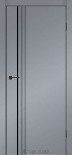Міжкімнатні двері Darumi MODERN-01 (40 мм) Сріблястий блиск глухе з алюмінієвим молдінгом та алюм. торцем + фрезерування