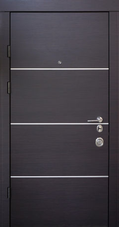 Вхідні двері Qdoors, колекція Авангард, Горизонт Al, венге темний горизонт /біле дерево