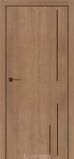 Міжкімнатні двері Darumi Plato Line PTL-05 (40 мм) Горіх кендал глухе з алюмінієвим молдінгом та алюм. торцем