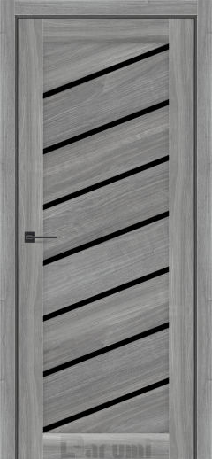 Міжкімнатні двері Darumi Rosalia (40 мм) Горіх грей рівер Чорне скло