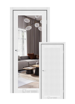 Міжкімнатні двері Darumi Violeta (40 мм) Білий текстурний Срібне дзеркало/глухе
