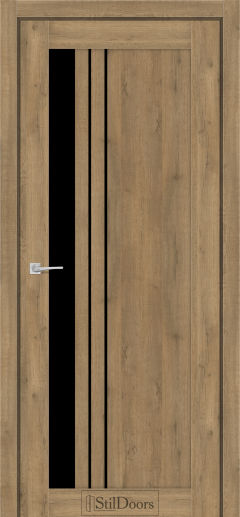 Міжкімнатні Двері StilDoors Bellano (40мм.) Дуб Крафт Чорне скло