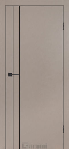 Міжкімнатні двері Darumi Plato Line PTL-05 (40 мм) Сірий краст глухе з алюмінієвим молдінгом та алюм. торцем