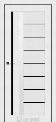 Міжкімнатні двері Darumi Floriana-01 (40 мм) Білий текстурний Чорне скло