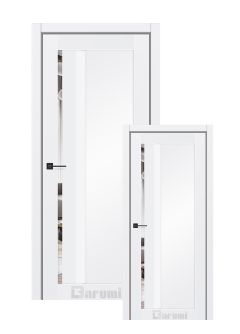 Міжкімнатні двері Darumi Floriana-03 (40 мм) Білий матовий глухе/ вузьке вертикальне скло