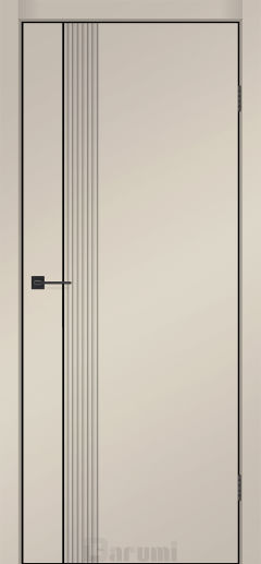 Міжкімнатні двері Darumi MODERN-01 (40 мм) Сріблястий тауп глухе з алюмінієвим молдінгом та алюм. торцем + фрезерування