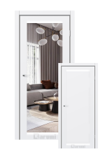 Міжкімнатні двері Darumi Violeta (40 мм) Білий матовий Срібне дзеркало/глухе