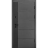 Вхідні двері Форт Нокс "Троя Стріт" Комбі матовий сірий 7024 + чорний (метал) / білий сніг (МДФ)