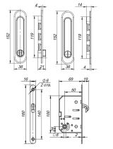 Засувка з ручками для розсувних дверей Soft LINE SL-011 SN PUNTO - Изображение 1
