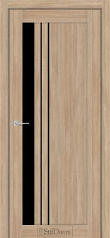 Міжкімнатні Двері StilDoors Bellano (40мм.) Ясен Пісочний Чорне скло