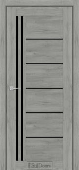 Міжкімнатні Двері StilDoors Vitano (40мм.) Дуб Платина Чорне скло