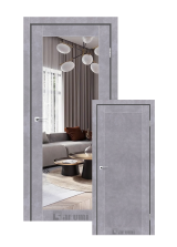 Міжкімнатні двері Darumi Violeta (40 мм) Сірий бетон Срібне дзеркало/глухе