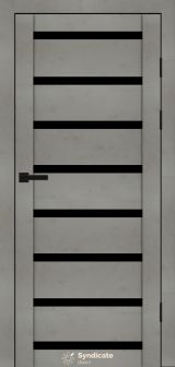 Міжкімнатні двері Syndicate Doors (40 мм)  PVC SD-103 Бетон світлий Чорне