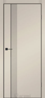 Міжкімнатні двері Darumi MODERN-01 (40 мм) Сріблястий тауп глухе з  чорним молдінгом та чорним торцем + фрезерування