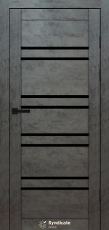 Міжкімнатні двері Syndicate Doors (40 мм)  PVC SD-118 Бетон темний Чорне