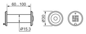 DVZ2, око дверне, 16/200/60x100 (оптика пластик, кут огляду 200) GP Золото FUARO (з пластиковой оптикой) - Изображение 1