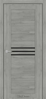 Міжкімнатні Двері StilDoors Ravello (40мм.) Дуб Платина Чорне скло