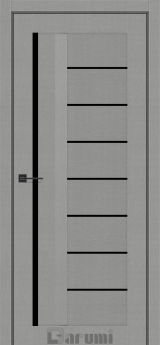 Міжкімнатні двері Darumi Floriana-01 (40 мм) Металевий грей Чорне скло