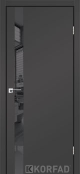 Міжкімнатні двері Korfad GLP-02 (DSP) Super Pet антрацит глухі, вставка дзеркало графіт, чорна матова кромка - Изображение 1