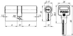 Циліндровий механізм R600/60 mm (25+10+25) PB латунь 5 кл. FUARO (з індивідуальним ключем) - Изображение 2
