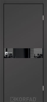 Міжкімнатні двері Korfad GLP-01 (DSP) Super PET антрацит глухі, вставка Lacobel чорний, кромка звичайна