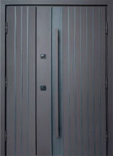 Вхідні двері Qdoors, колекція СТРОНГ, АЙРОН, ВУЛИЦЯ 3 контура з ОЦИНКОВАНИМ металом на полотні,  пісок коричневий/білий атлас vin, 1200 мм.