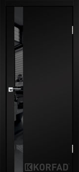 Міжкімнатні двері Korfad GLP-02 (DSP) Super Pet чорний глухі, вставка Lacobel чорний, алюмінієва кромка - Изображение 1