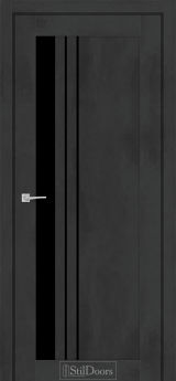Міжкімнатні Двері StilDoors Bellano (40мм.) Бетон Антрацит Чорне скло