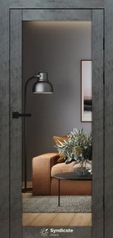 Міжкімнатні двері Syndicate Doors (40 мм)  PVC SD-137 Бетон темний Дзеркало